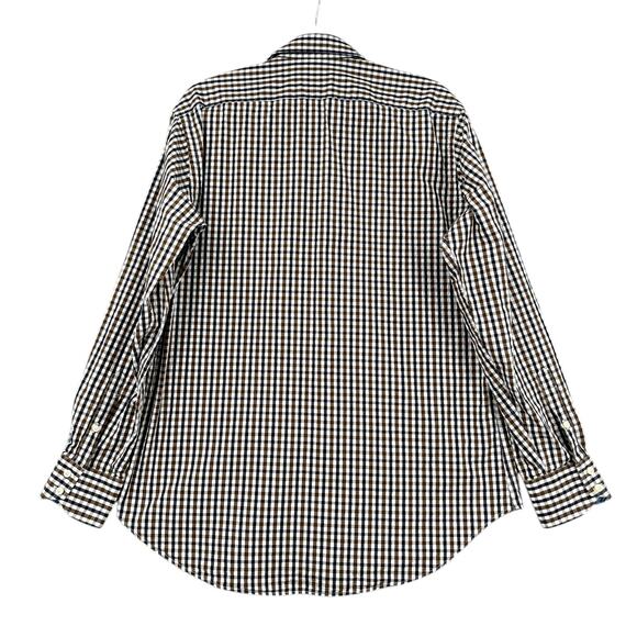 Thomas Dean Long Sleeve Multicolor Checkered Pattern Button Up Dress Shirt Large - Picture 2 of 6